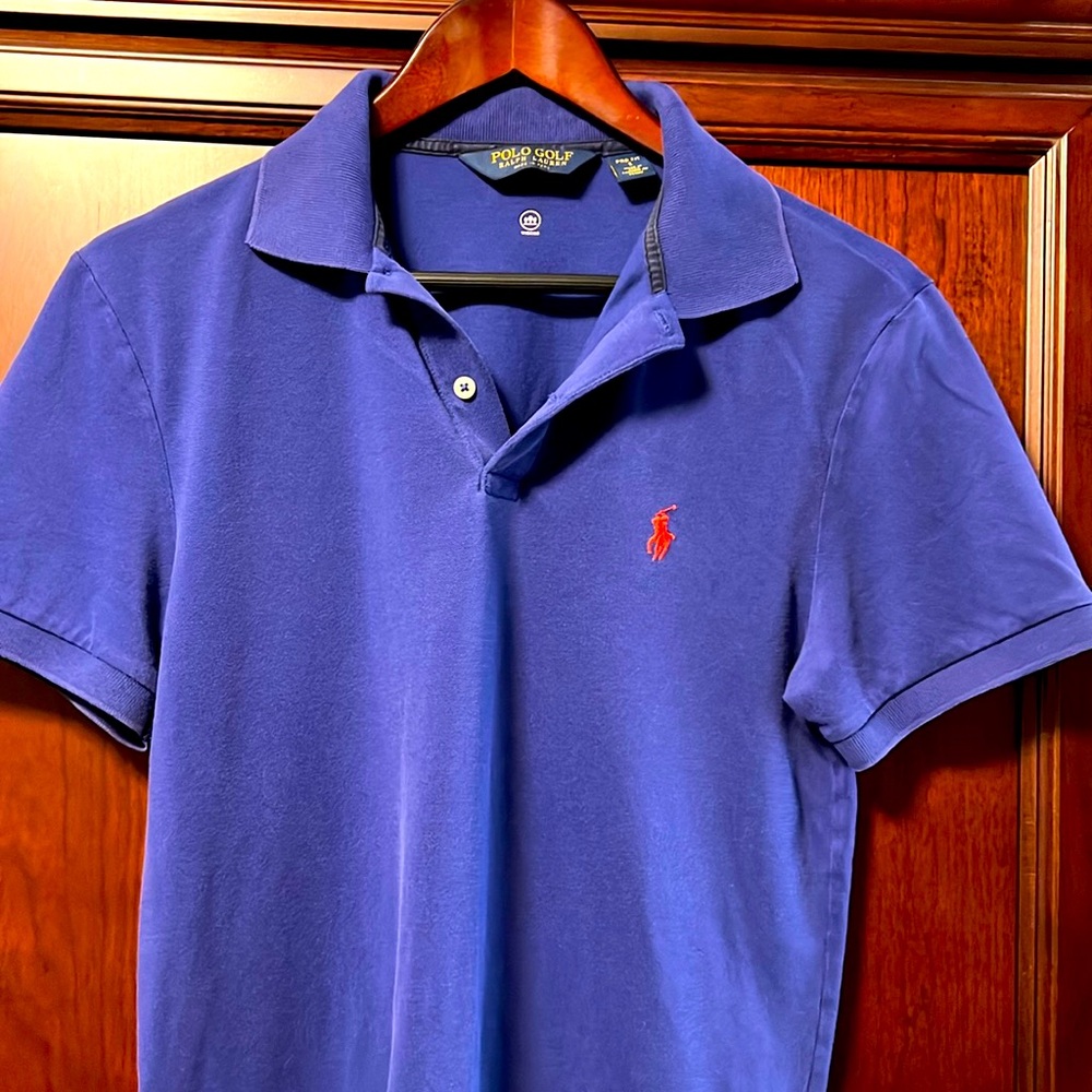 Vintage Ralph Lauren Classic Pro Fit Polo Golf Blue-Purple Cotton blend Wicking!